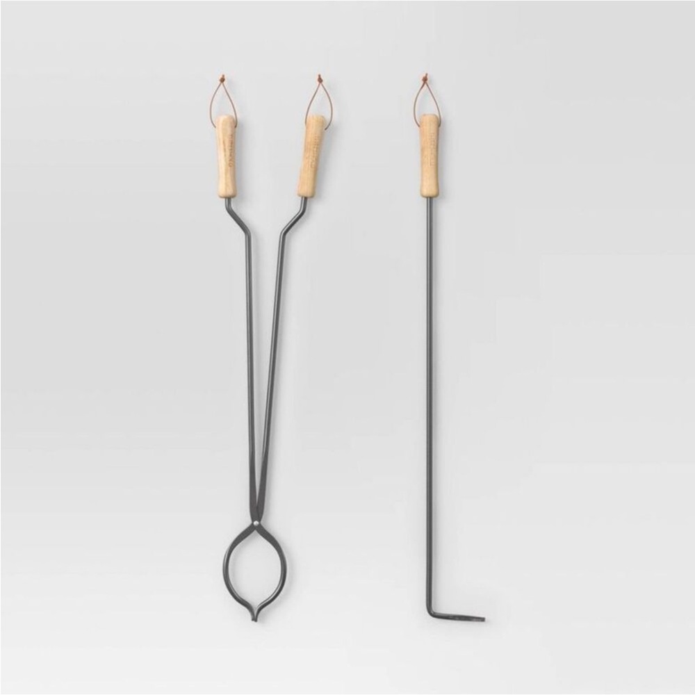 Threshold - 2pc Tongs and Fire Poker Tool Set, Black